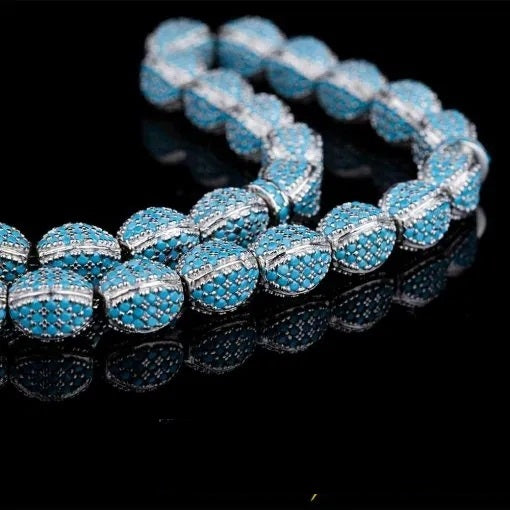 Exclusive Collection Micro Turquoise Detailed Silver Tasbih No3