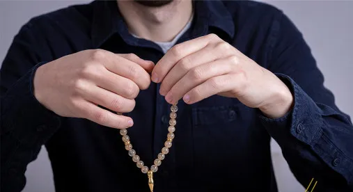 Citrine Stone Misbaha With Gold Imame