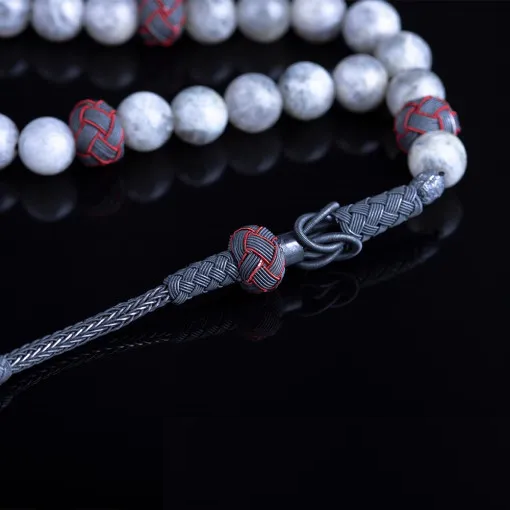 Gray Moon Stone Tasbih With Kazaz Imame