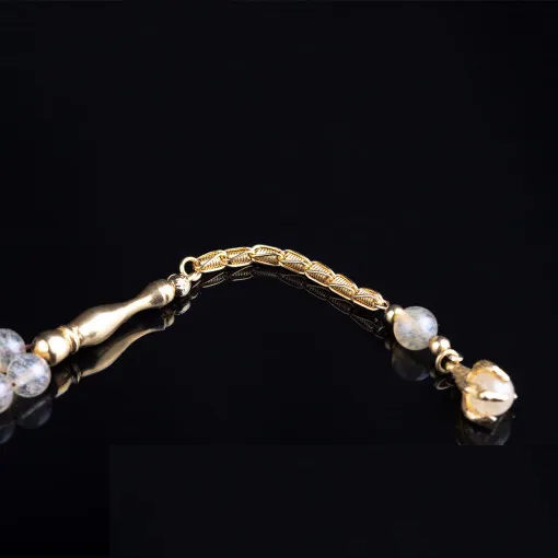 Citrine Stone Misbaha With Gold Imame