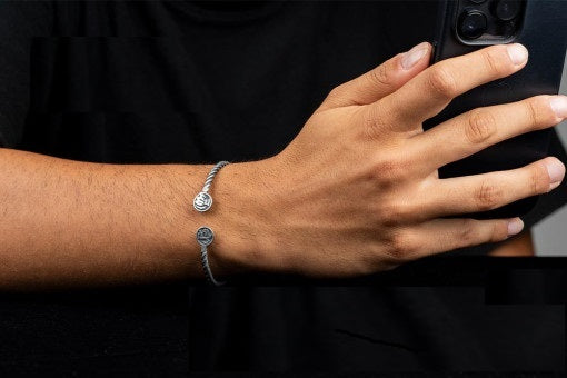 Allah Written Oxidized Silver Cuff Bracelet