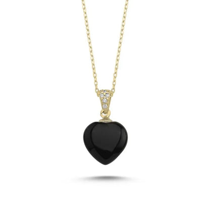 Heart Onyx Silver Necklace