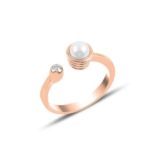 Pearl & Zircon Solitaire Ring