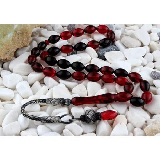 Dark Red Amber Tasbih With Kazaz Imame