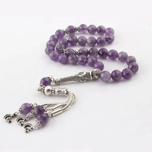 Crescent Star Amethyst Stone Prayer Beads