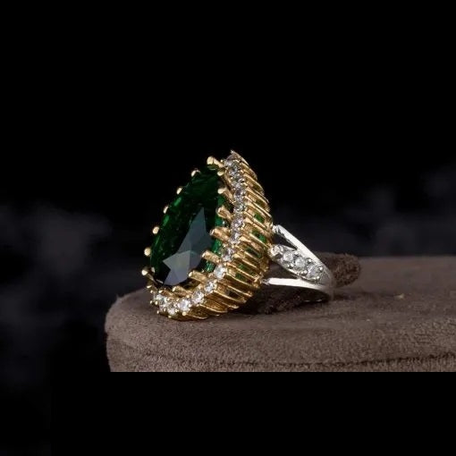 Hurrem Sultana Huyam Emerald Silver Ring