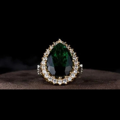 Hurrem Sultana Huyam Emerald Silver Ring