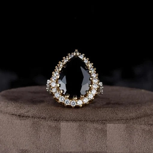 Hurrem Sultana Black Zircon Silver Ring