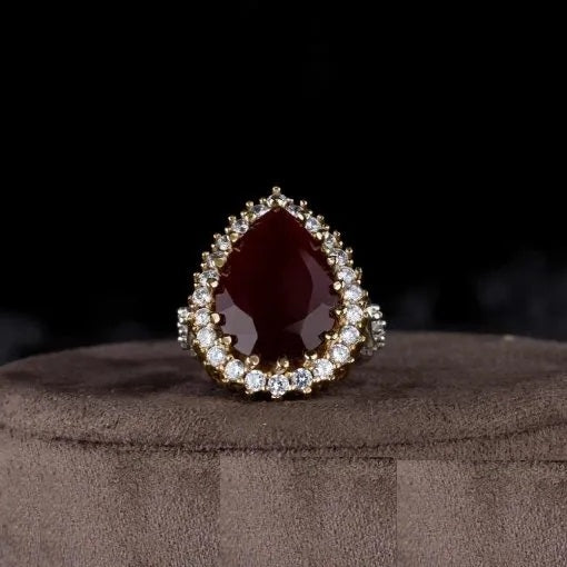 Hurrem Sultana Garnet Silver Ring