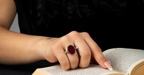 Red Aqeeq Hand Made Simple Women Ring