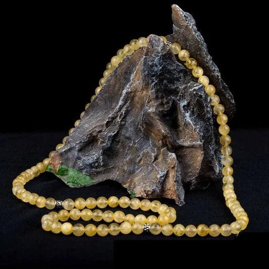 Citrine Yellow Three In One 99 Beads Necklace & Bracelet & Misbaha