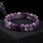 Oval Amethyst Elastic Beaded Bracelet