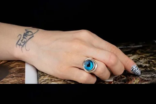 Blue Abalone Twisted Silver Women Ring