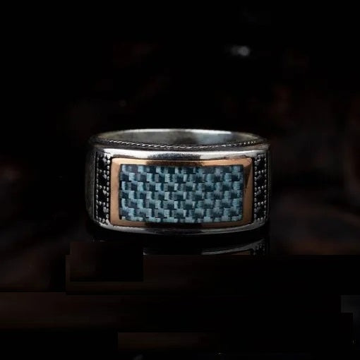 Elegant Cut Ice Blue Carbon Silver Ring