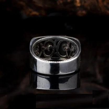 Elegant Cut Black Carbon Silver Ring