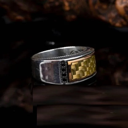 Elegant Cut Yellow Carbon Silver Ring