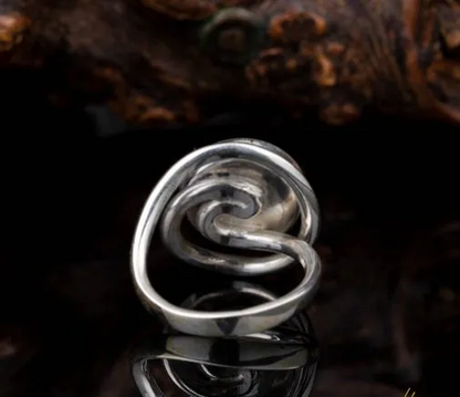 Blue Abalone Twisted Silver Women Ring