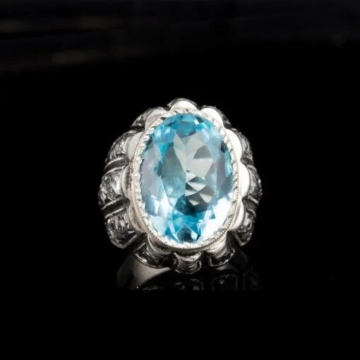 One of a Kind Blue Topaz Silver Ring No2