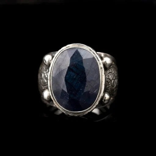 One of a Kind Blue Sapphire Silver Ring No7