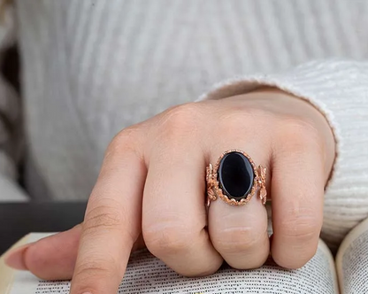 Black Aqeeq Hand Made Simple Women Ring