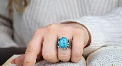 Turquoise Feroza Filigree Sides Women Ring