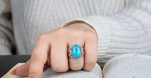 Turquoise Feroza Filigree Sides Women Ring