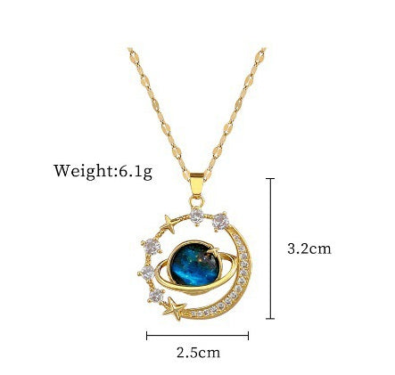 Twinkling Blue Starry Sky Zircon Pendant