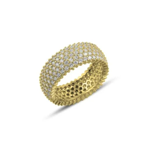 Gold Plated Zircon 5 Lines Eternity Ring