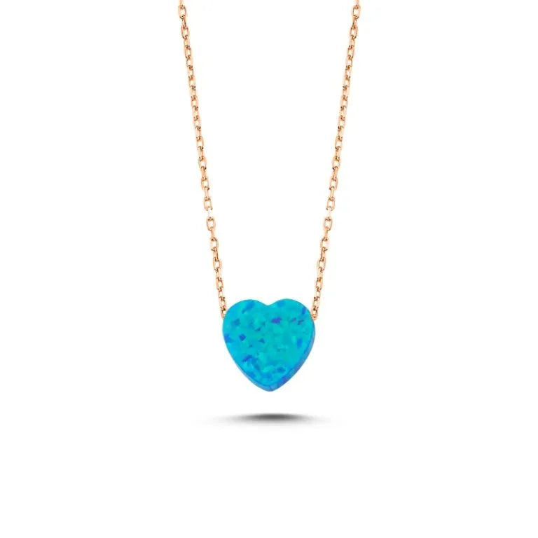 Heart Opal Silver Necklace