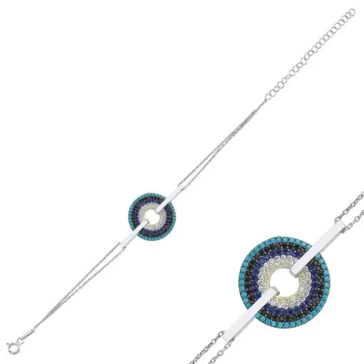 Movable Hoop Evil Eye Zircon Bracelet