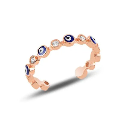 Evil Eye & Zircon Adjustable Size Ring