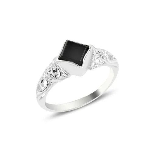 Black Onyx Solitaire Ring