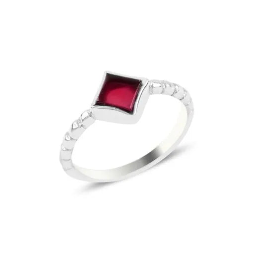 Red Agate Solitaire Ring