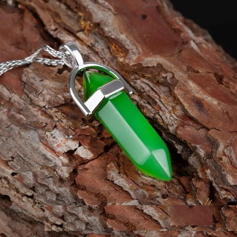 Green Jade Pen Shape Gemstone Women Pendant