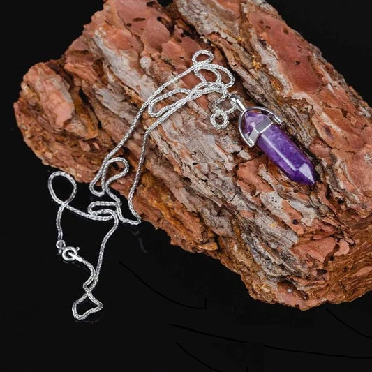 Amethyst Pen Shape Gemstone Women Pendant