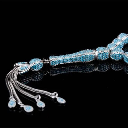 Exclusive Collection Micro Turquoise Detailed Silver Tasbih No3