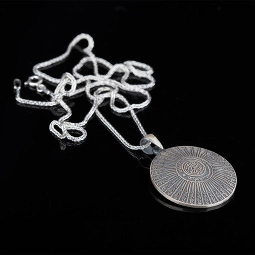 Basmala Islamic Round Silver Necklace No2