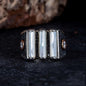 Mother of Pearl 3 Lines Oxidized Silver Ring