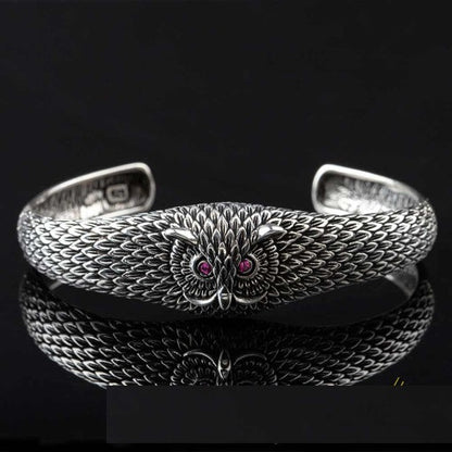 Owl Unisex Silver Cuff Bracelet