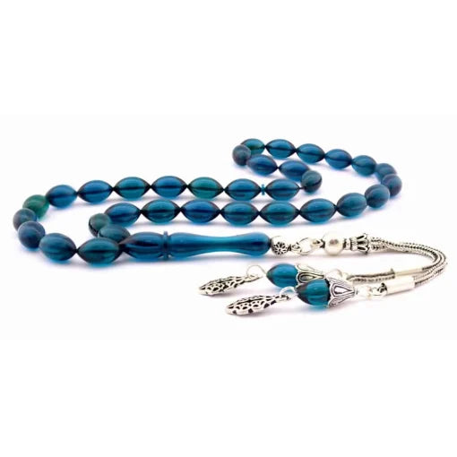 Amber Stone Blue Prayer Beads