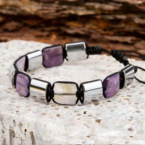 Amethyst Adjustable Beaded Bracelet