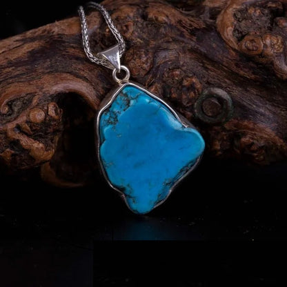 Asymmetric Raw Turquoise Feroza Pendant