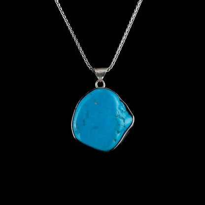 Asymmetric Raw Turquoise Feroza Pendant