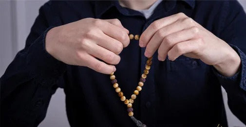 Silver Tiger’s Eye Tasbih With Kazaz Imame