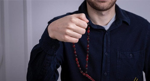 Dark Red Amber Tasbih With Kazaz Imame
