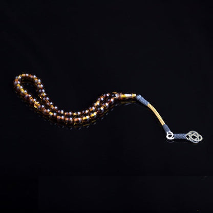 Yellow Amber Tasbih With 1000 ct. Silver Kazaz Tassle-TG-1005