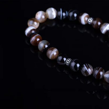 Brown Aqeeq Stone Silver Prayer Beads