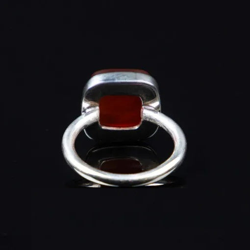 Red Yemeni Aqeeq Square Minimalist Women Ring