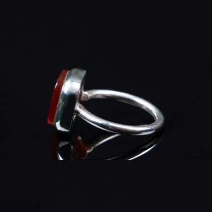 Red Yemeni Aqeeq Square Minimalist Women Ring