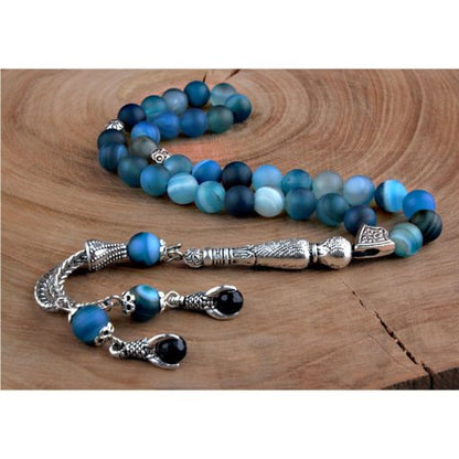 Blue Agate Stone Prayer Beads